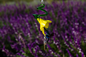 Glass Flower with Hummingbird Figurine and Silver Keepsake for Ashes