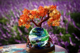 Autumn Sunshine Tree Of Life with Blue and Green Tranquil Swirl - 5 BRANCHES - Private