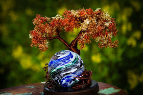 Autumn Sunshine Tree Of Life with Blue & Green Cat Eye