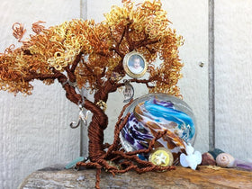 Autumn Sunshine Tree Of Life with Tan & Blue Cat Eye