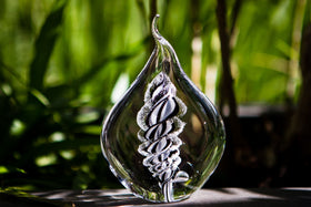 Memorial Glass Flame with Cremation Ashes