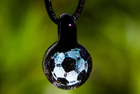 Soccer Ball Hologram Pendant with Infused Cremation Ash