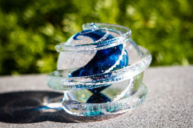 Dichroic Ring Blue Planet with Cremains