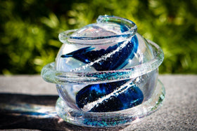 Dichroic Ring Blue Planet with Cremains