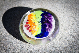 Rainbow's End Paperweight with Cremation Ash