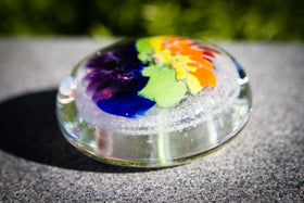 Rainbow's End Paperweight with Cremation Ash