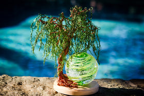 Weeping Willow Tree Of Life with Tranquil Swirl Orb Infused with Cremains