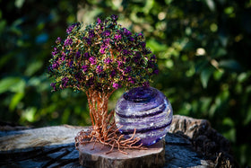 Purple Crepe Myrtle Tree Of Life and Sparkle Orb with Cremation Ash