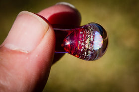 Glass Ring with Heart Opal and Cremains