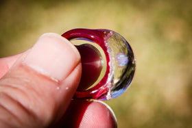Glass Ring with Heart Opal and Cremains