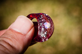 Glass Ring with Heart Opal and Cremains