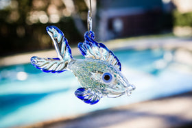 Hanging Glass Fish Suncatcher with Cremation Ash