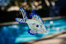Hanging Glass Fish Suncatcher with Cremation Ash