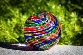 Giant Striped Rainbow Orb with Cremation Ash