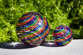 Striped Rainbow Orb with Cremation Ash