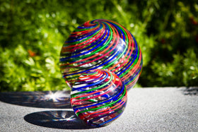 Giant Striped Rainbow Orb with Cremation Ash