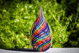 Rainbow Teardrop with Cremains - FLAME TREE - PRIVATE ORDER