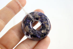 Purple Wildflower Washer Necklace with Infused Cremation Ash