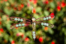Dragonfly Memorial Ornament - Copper Wirewrapped with Aventurine