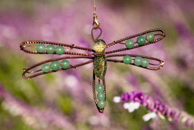Dragonfly Memorial Ornament - Copper Wirewrapped with Aventurine