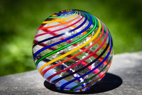Striped Rainbow Orb with Cremation Ash