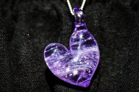 Translucent Glass Heart Pendant with Cremains