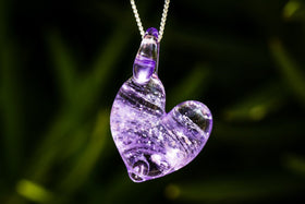 Translucent Glass Heart Pendant with Cremains