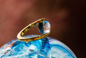 Gold Plated Orbit Ring with 10mm Opal Marble with Cremains