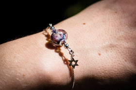 Glass Bead Bolo Bracelet with Cremains