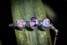Three Glass Bead Bolo Bracelet with Cremains
