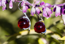 Sterling Silver Earrings with 12mm Glass Marbles Infused with Cremains - Lily Style