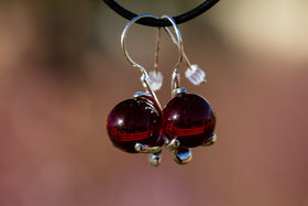 Sterling Silver Earrings with 12mm Glass Marbles Infused with Cremains - Lily Style
