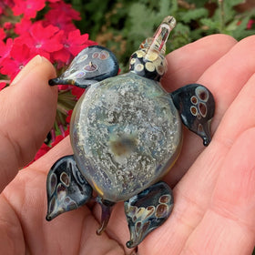 Memorial sea turtle with cremation ash