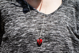 Copper Wire Wrapped Glass Heart with Cremation Ashes - Cremation Jewelry