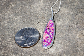 Long Silver and Crushed Opal Necklace with Cremation Ash