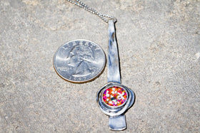 Silver and Crushed Opal Tie Necklace with Cremation Ash
