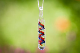 Dark Blue and Red Cylinder Pendant with Infused Cremation Ash