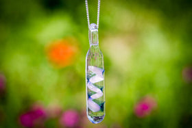 Blue and Pink Cylinder Pendant with Infused Cremation Ash