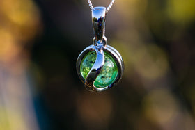 Sterling Silver Pendant with Cremains Infused 12mm Marble