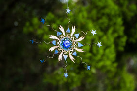 Star Swirl Window Charm with Cremains Infused Cabochon