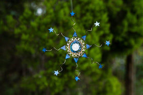 Stars Window Charm with Cremains Infused Cabochon