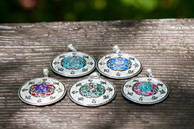 Pink Silver Pendant with Cremation Ash and Crushed Opal