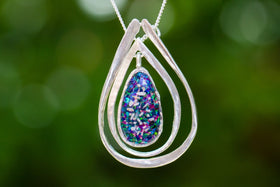 Triple Stacked Silver Necklace with Crushed Opal