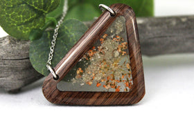 Walnut Wood Pendant with Cremation Ash and Flowers