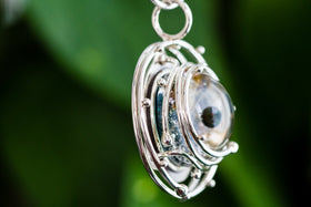 Caged Glass Galaxy Necklace- Cremation Jewelry
