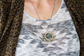 Caged Glass Galaxy Necklace- Cremation Jewelry