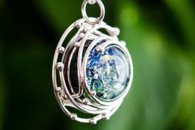 Caged Glass Ocean Necklace- Cremation Jewelry