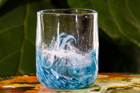 Glass Wave Tumbler with Ashes in Glass