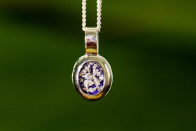 Oval Silver Pendant with Cremation Ash