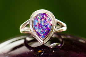 opal and silver cremation jewelry